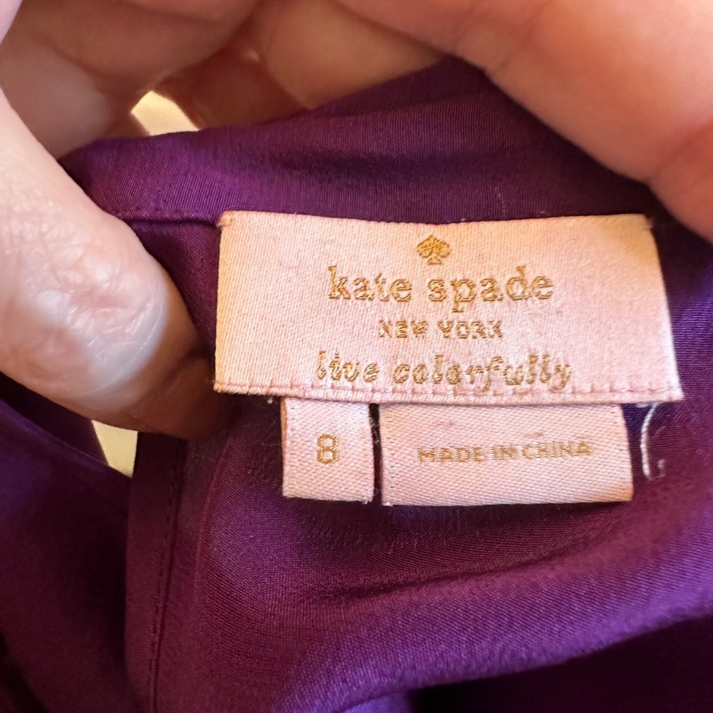 Kate Spade New York Purple Silk Sleeveless‎ Peter Pan Collar Keyhole Top Size 8 - Picture 5 of 6